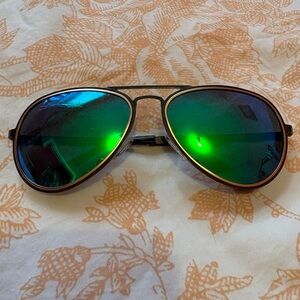 Sloane Brand Aviator Sunglasses with Green Lenses